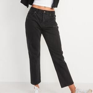 Old Navy Slouchy high rise jeans black distressed women's 14
